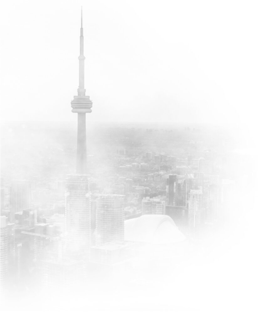 Decorative watermark of CN tower and Toronto skyline