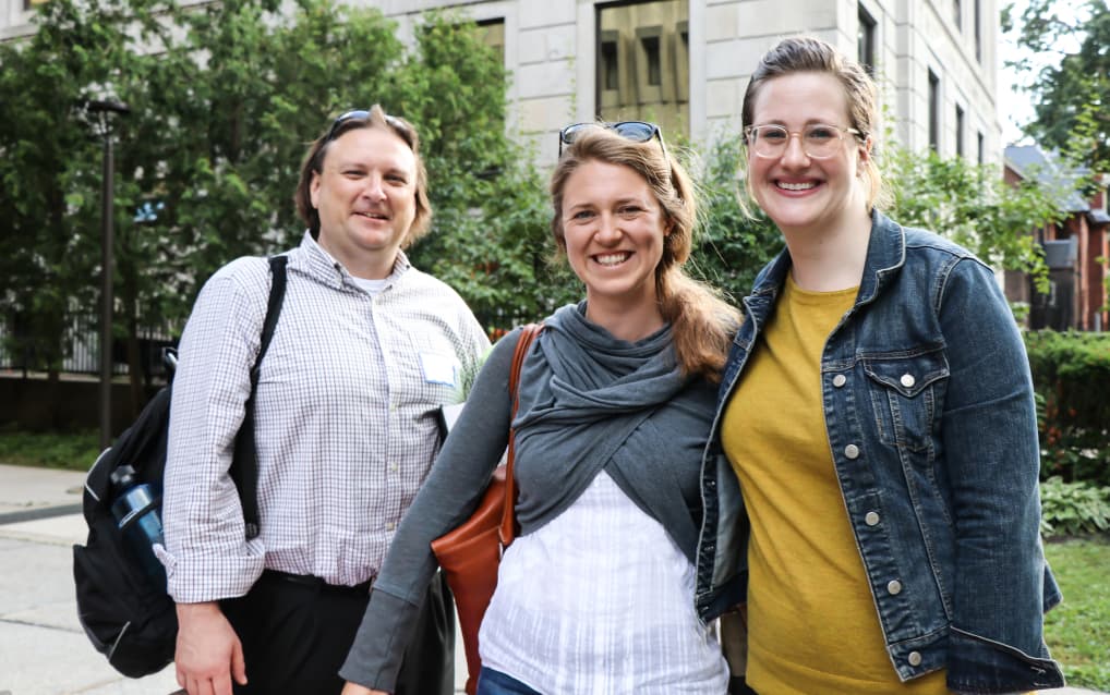 Group of three students outdoors